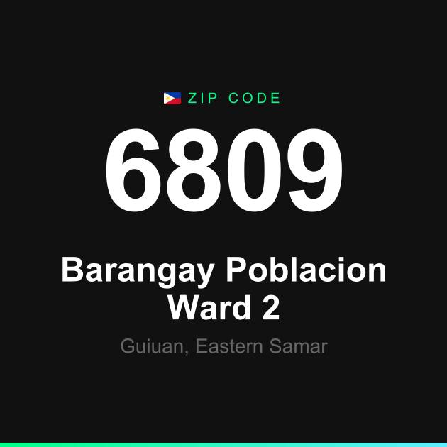 Shareable ZIP code 6809 card for Barangay Poblacion Ward 2