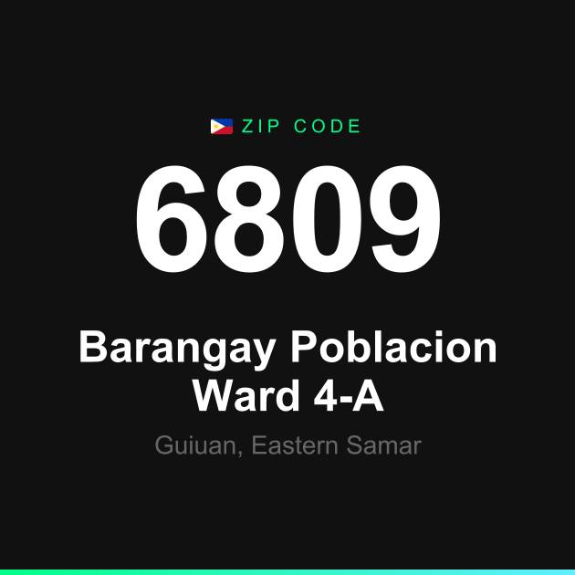Shareable ZIP code 6809 card for Barangay Poblacion Ward 4-A