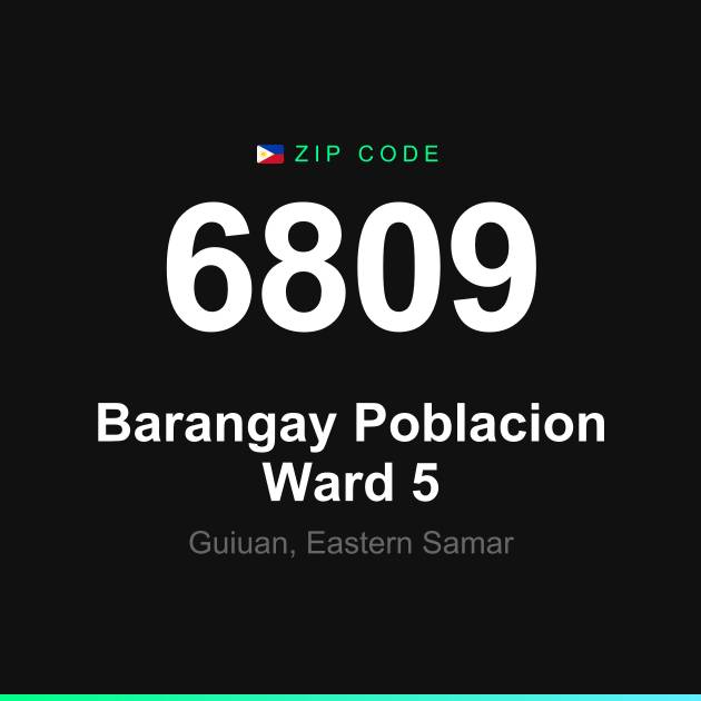 Shareable ZIP code 6809 card for Barangay Poblacion Ward 5