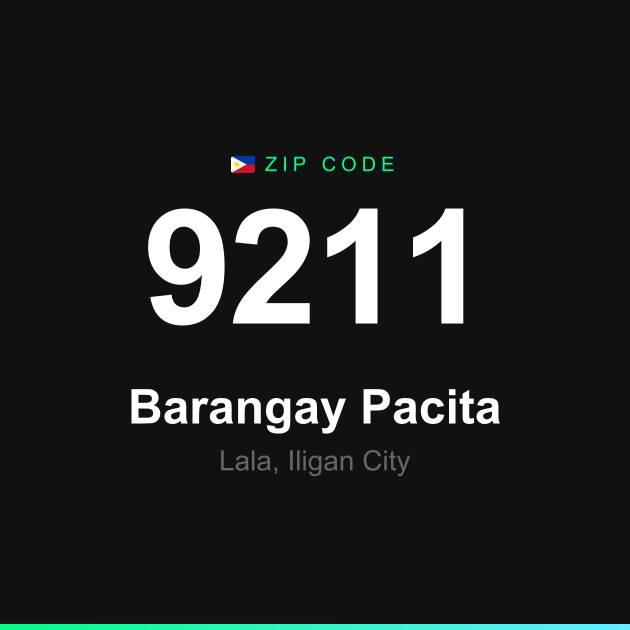 Shareable ZIP code 9211 card for Barangay Pacita