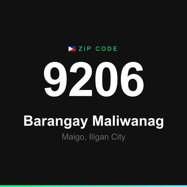 Shareable ZIP code 9206 card for Barangay Maliwanag