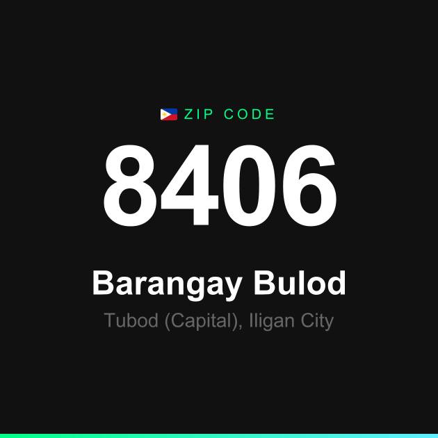 Shareable ZIP code 8406 card for Barangay Bulod