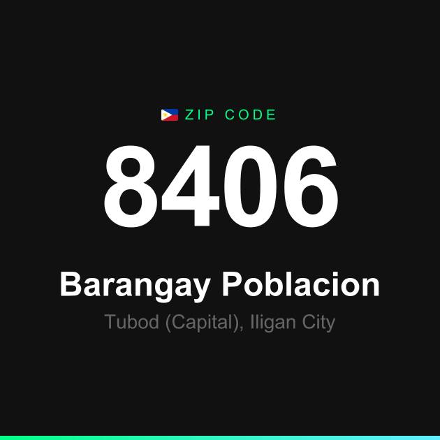 Shareable ZIP code 8406 card for Barangay Poblacion