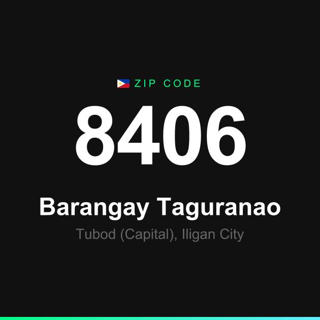 Shareable ZIP code 8406 card for Barangay Taguranao