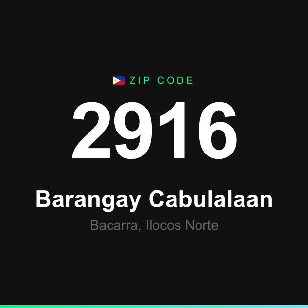 Shareable ZIP code 2916 card for Barangay Cabulalaan