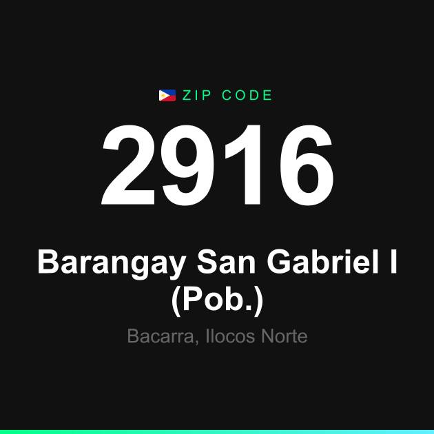 Shareable ZIP code 2916 card for Barangay San Gabriel I (Pob.)