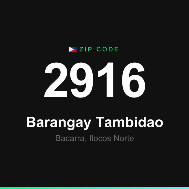Shareable ZIP code 2916 card for Barangay Tambidao
