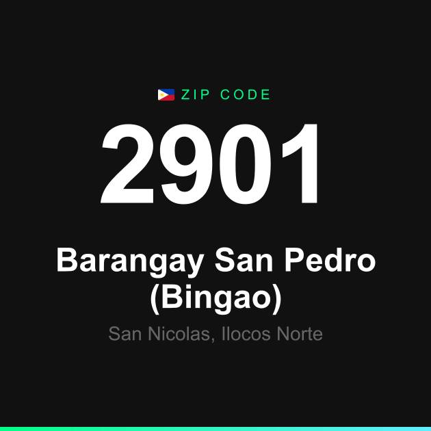 Shareable ZIP code 2901 card for Barangay San Pedro (Bingao)