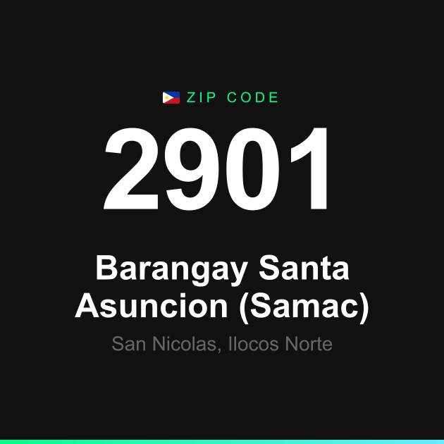 Shareable ZIP code 2901 card for Barangay Santa Asuncion (Samac)