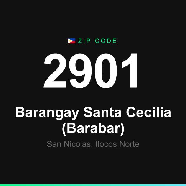 Shareable ZIP code 2901 card for Barangay Santa Cecilia (Barabar)