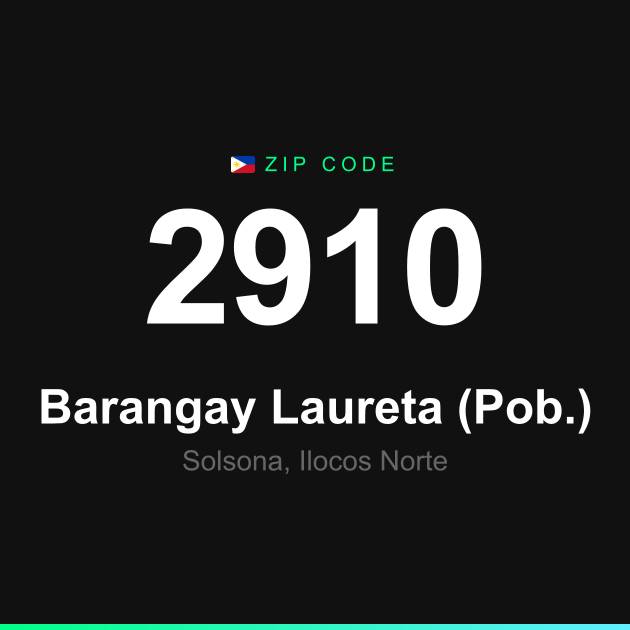 Shareable ZIP code 2910 card for Barangay Laureta (Pob.)