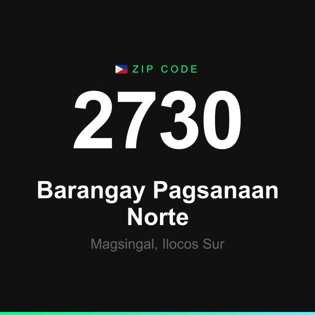 Shareable ZIP code 2730 card for Barangay Pagsanaan Norte
