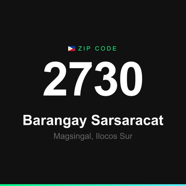 Shareable ZIP code 2730 card for Barangay Sarsaracat