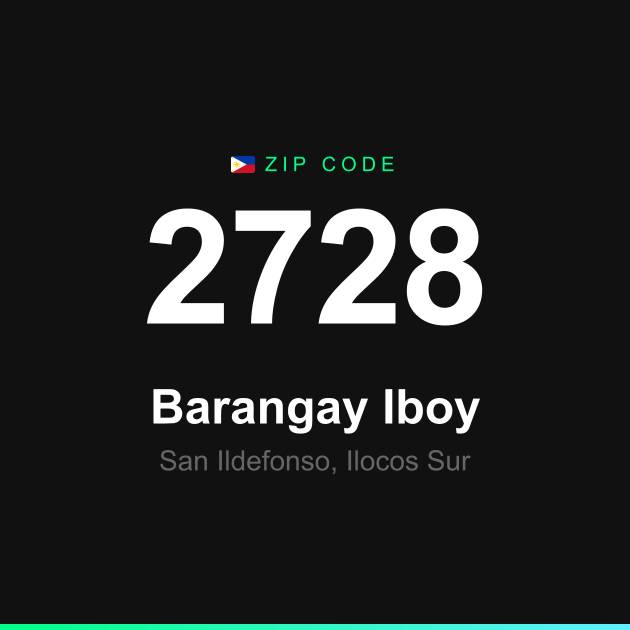 Shareable ZIP code 2728 card for Barangay Iboy