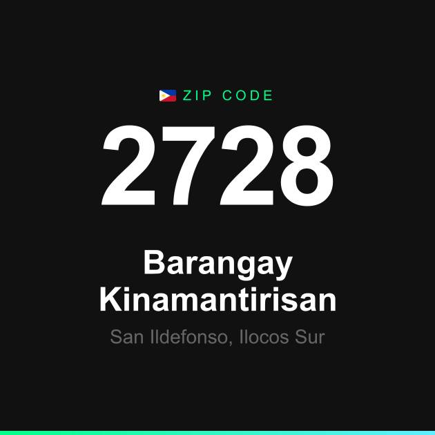 Shareable ZIP code 2728 card for Barangay Kinamantirisan