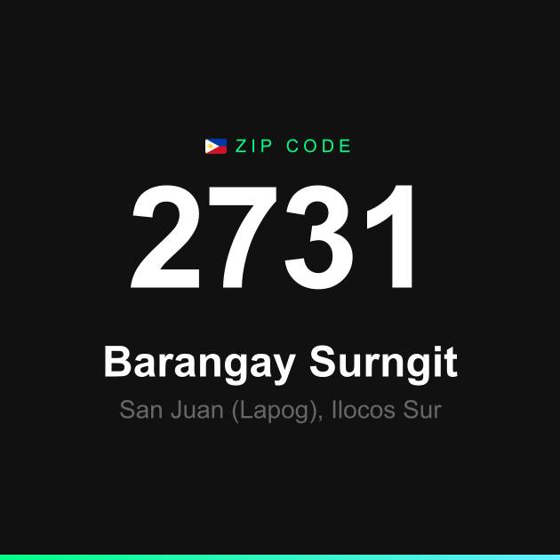 Shareable ZIP code 2731 card for Barangay Surngit