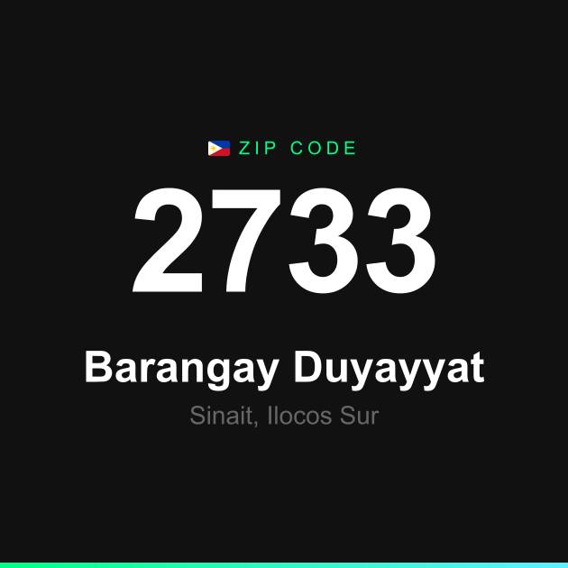 Shareable ZIP code 2733 card for Barangay Duyayyat