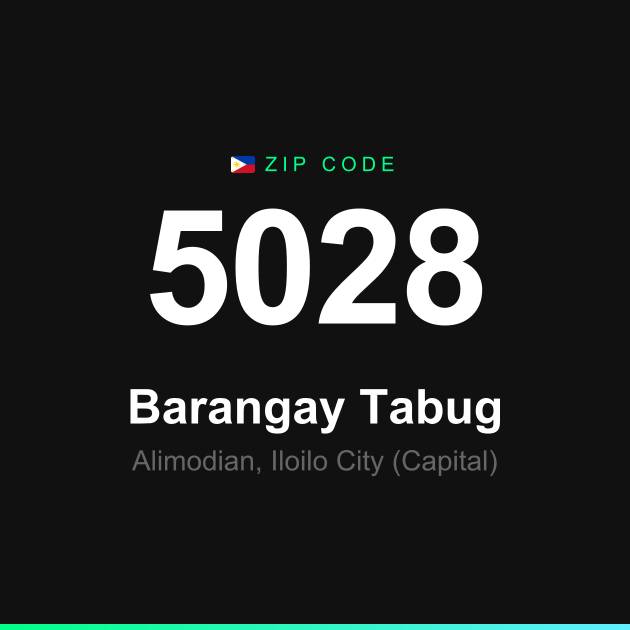 Shareable ZIP code 5028 card for Barangay Tabug