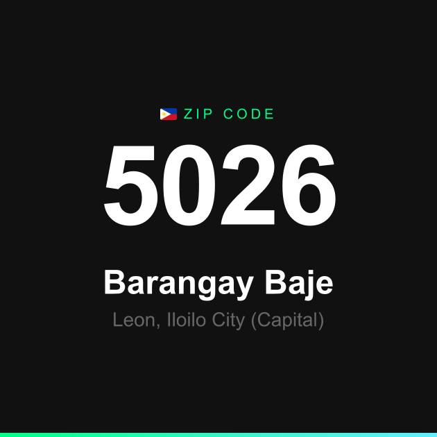 Shareable ZIP code 5026 card for Barangay Baje