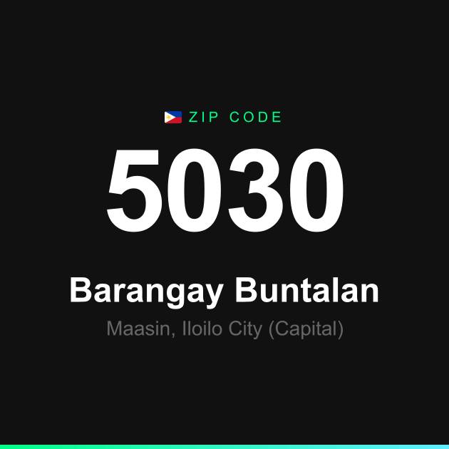 Shareable ZIP code 5030 card for Barangay Buntalan