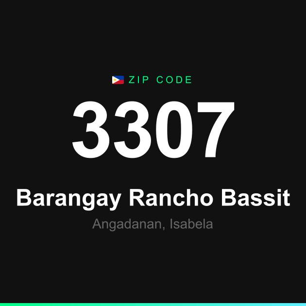 Shareable ZIP code 3307 card for Barangay Rancho Bassit