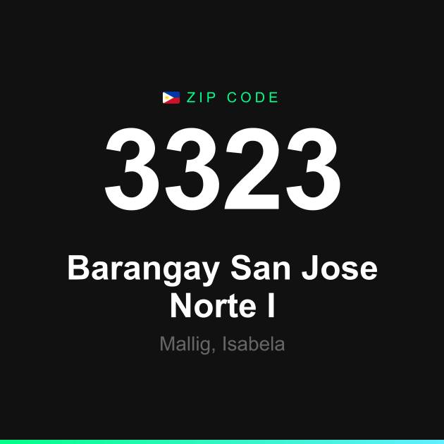 Shareable ZIP code 3323 card for Barangay San Jose Norte I