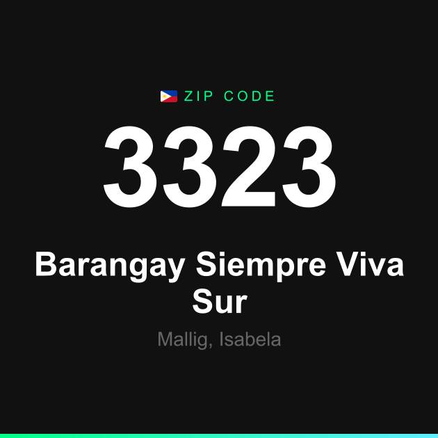 Shareable ZIP code 3323 card for Barangay Siempre Viva Sur