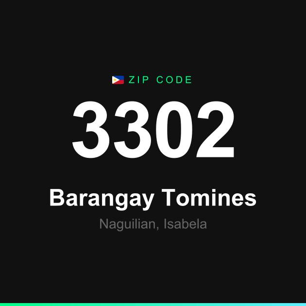 Shareable ZIP code 3302 card for Barangay Tomines