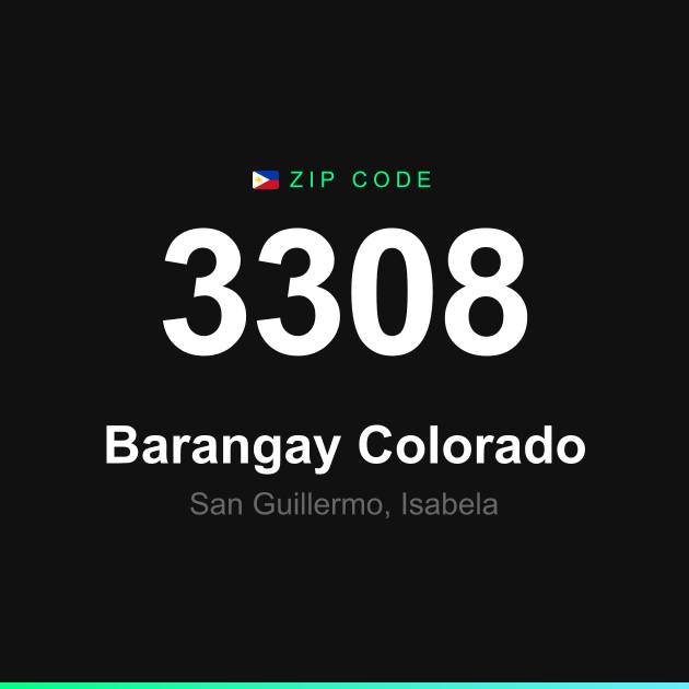 Shareable ZIP code 3308 card for Barangay Colorado