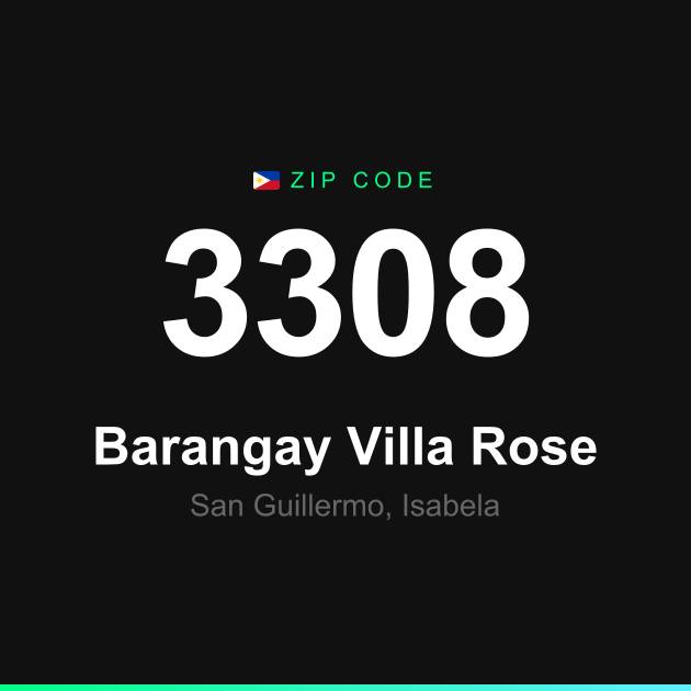 Shareable ZIP code 3308 card for Barangay Villa Rose