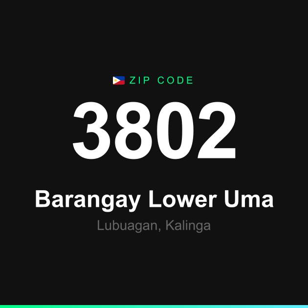 Shareable ZIP code 3802 card for Barangay Lower Uma