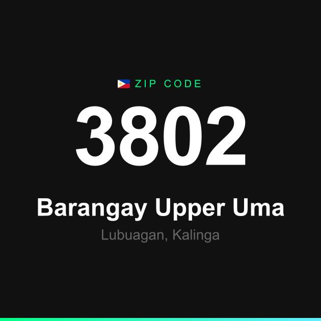Shareable ZIP code 3802 card for Barangay Upper Uma