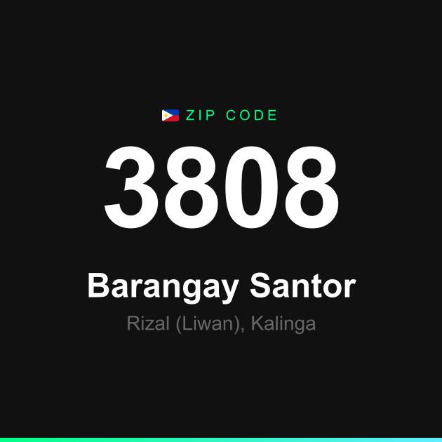 Shareable ZIP code 3808 card for Barangay Santor