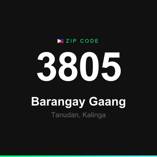 Shareable ZIP code 3805 card for Barangay Gaang