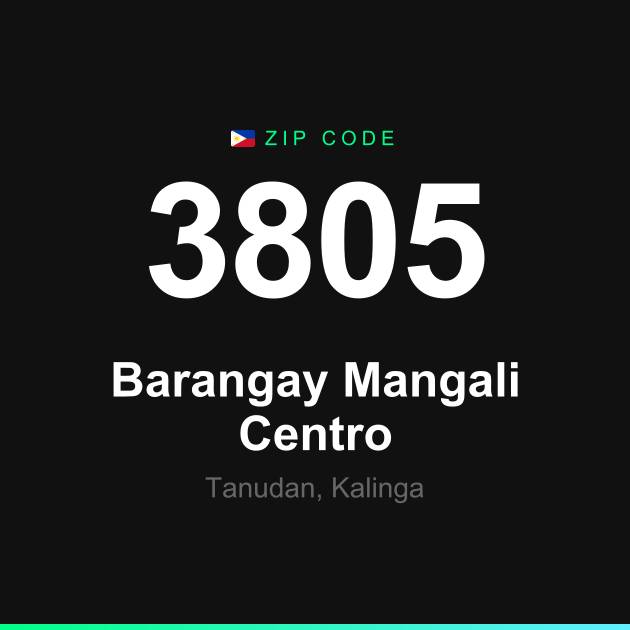 Shareable ZIP code 3805 card for Barangay Mangali Centro