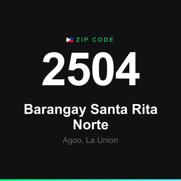 Shareable ZIP code 2504 card for Barangay Santa Rita Norte