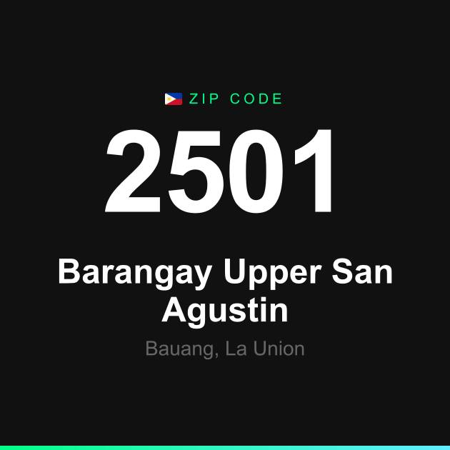 Shareable ZIP code 2501 card for Barangay Upper San Agustin