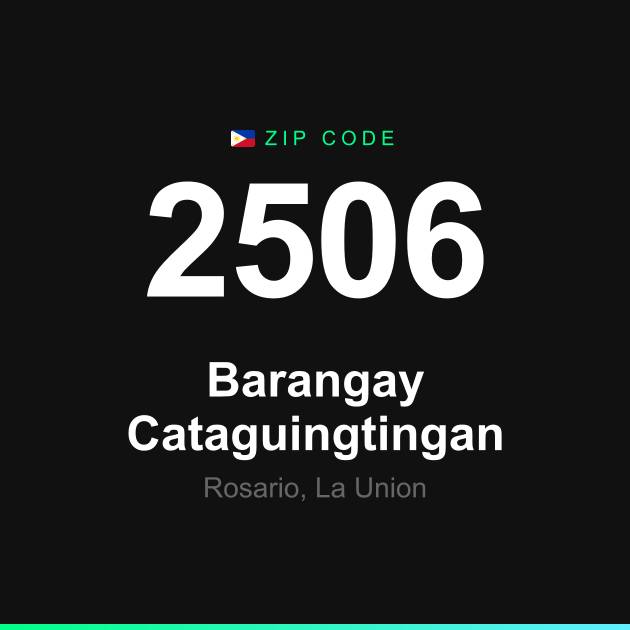 Shareable ZIP code 2506 card for Barangay Cataguingtingan