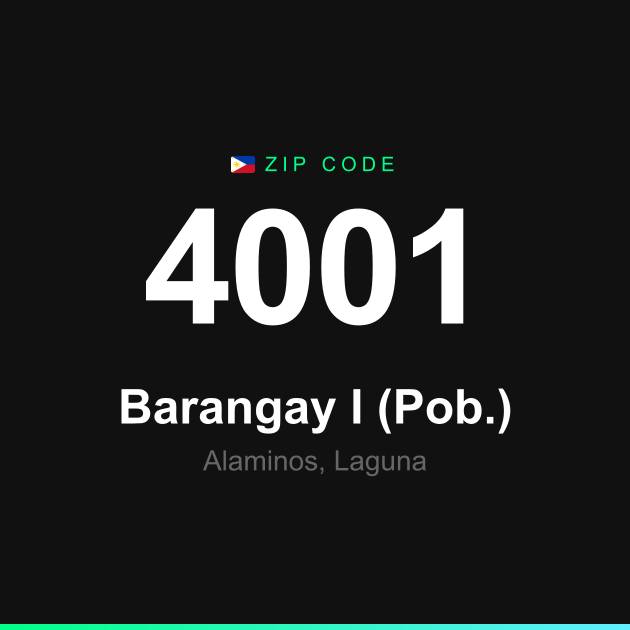 Shareable ZIP code 4001 card for Barangay I (Pob.)