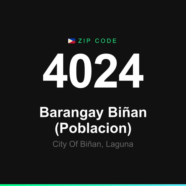 Shareable ZIP code 4024 card for Barangay Biñan (Poblacion)