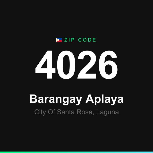 Shareable ZIP code 4026 card for Barangay Aplaya