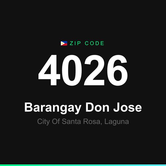 Shareable ZIP code 4026 card for Barangay Don Jose