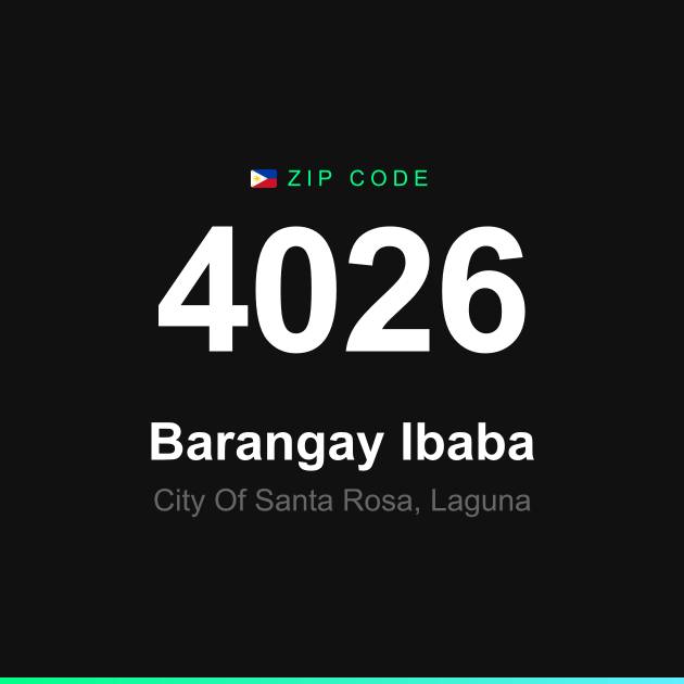 Shareable ZIP code 4026 card for Barangay Ibaba