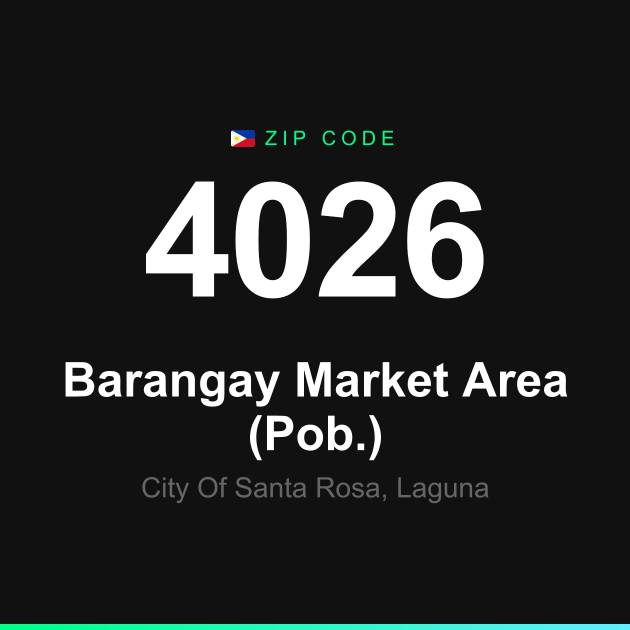 Shareable ZIP code 4026 card for Barangay Market Area (Pob.)