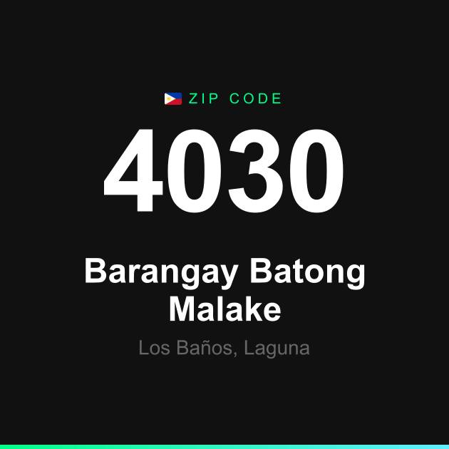Shareable ZIP code 4030 card for Barangay Batong Malake