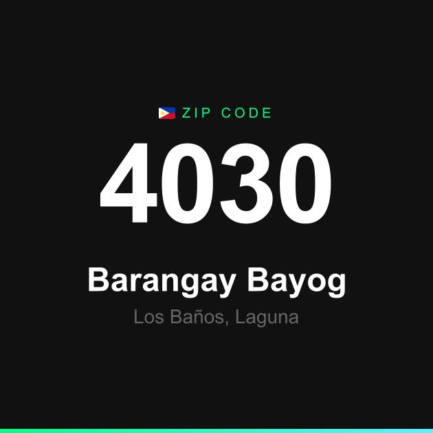 Shareable ZIP code 4030 card for Barangay Bayog