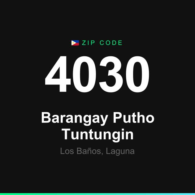 Shareable ZIP code 4030 card for Barangay Putho Tuntungin