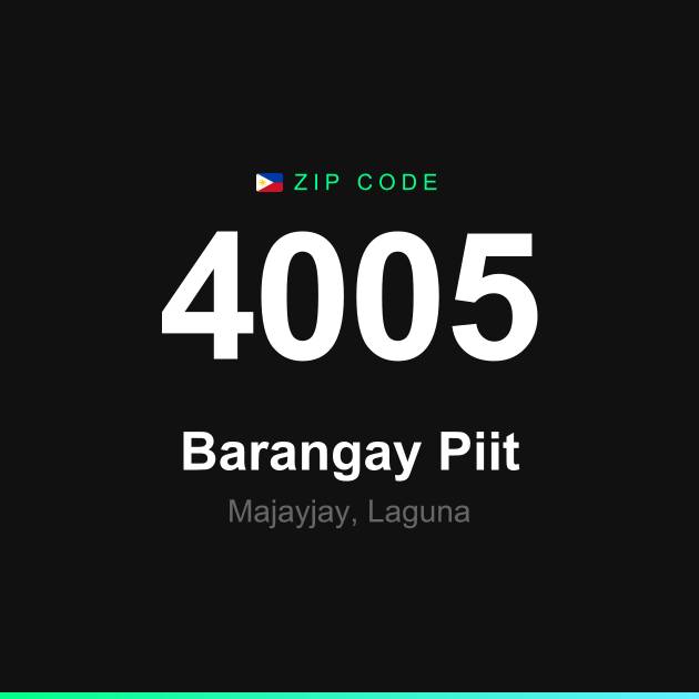 Shareable ZIP code 4005 card for Barangay Piit