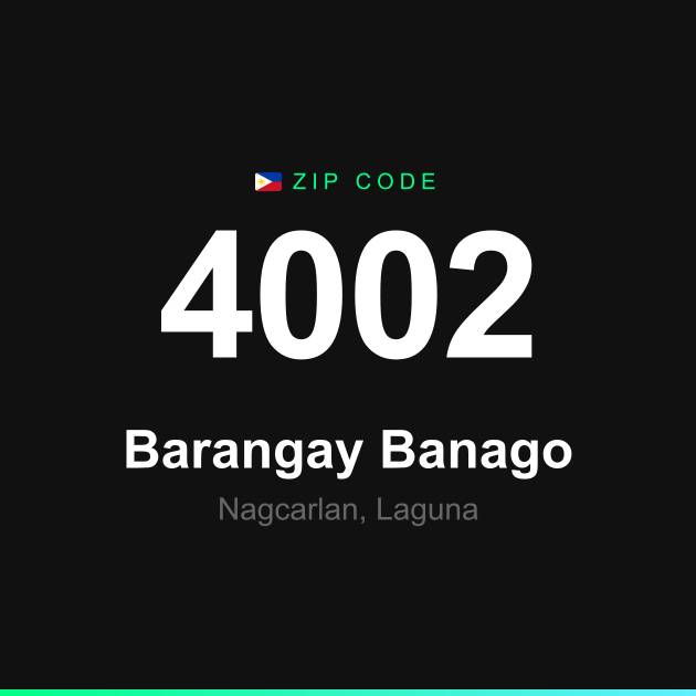 Shareable ZIP code 4002 card for Barangay Banago