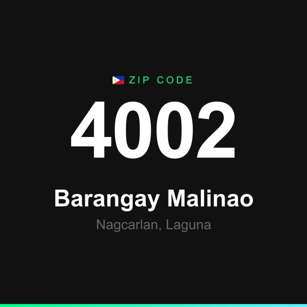 Shareable ZIP code 4002 card for Barangay Malinao